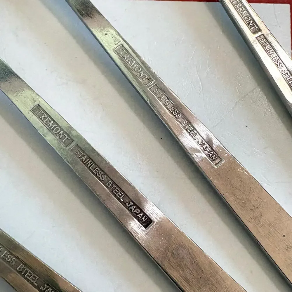 Vintage Tremont Iced Teaspoons Set of 4 MCM Floral Stainless Japan